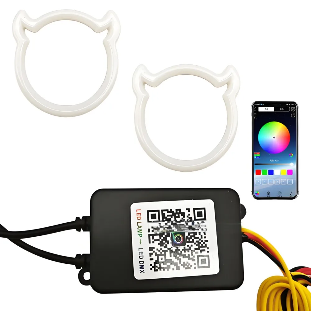 

Новый автомобильный RGB светодиодный динамический кольцо «ангельский глаз» Янтарный указатель поворота Применение Bluetooth Фара DRL 12 В.