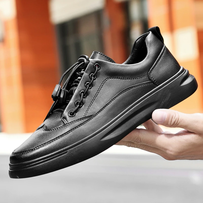

Men Fashion Leather Shoes Brand Comfortable Sneakers Mens Casual Walking Lace-up Men's Casual Shoes Sneaker Male Trend Footwear