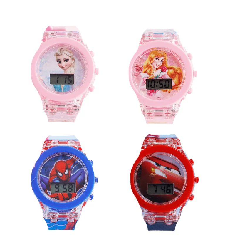 

New Disney Anime Cartoon Frozen Princess Children's Watch Marvel Spider-Man Luminous Electronic Quartz Watch Birthday Gift