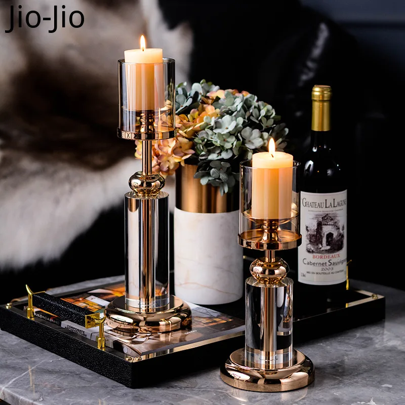 

Nordic INS Crystal Candle Holder Metal Gold Candlestick Decoration Candlelight Dinner Table Decoration Wedding Centerpieces Gift