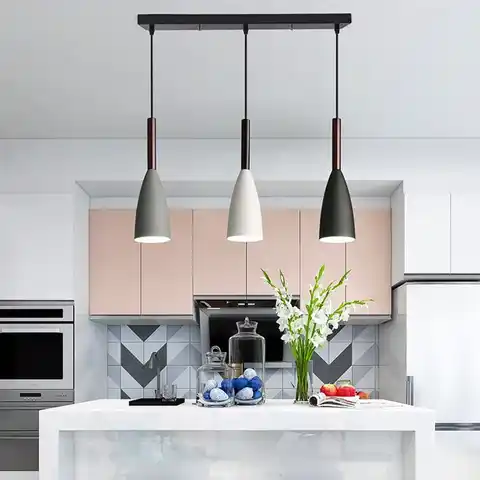 Минималистичный подвесной светильник в скандинавском стиле, Современная Подвесная лампа, обеденный стол, кухонный остров, лампа для столов...