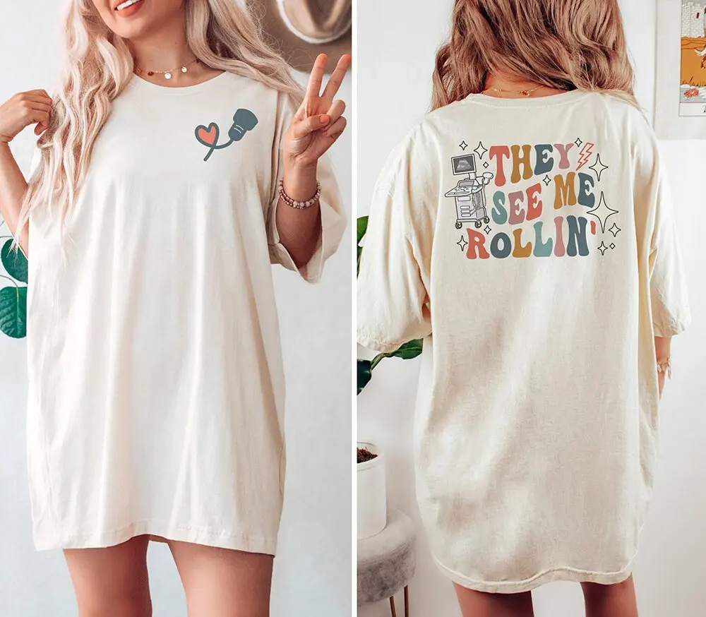 Футболка в стиле ретро с ультразвуковой техникой See Me Rollin' Back Design Sonographer Женская
