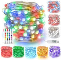 2022 new 51020m rgb led copper wire fairy lights usb remote 16 colors christmas string lights for party wedding garland decor
