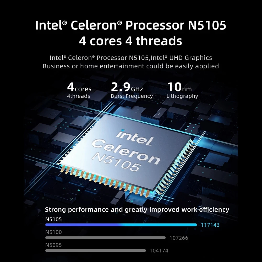 Мини-ПК GK3V PRO игровой Intel Celeron N5105 8 Гб DDR4 128 ГБ/256 ГБ Windows 11 Pro 4K 60 Гц HDMI VGA Win - купить по