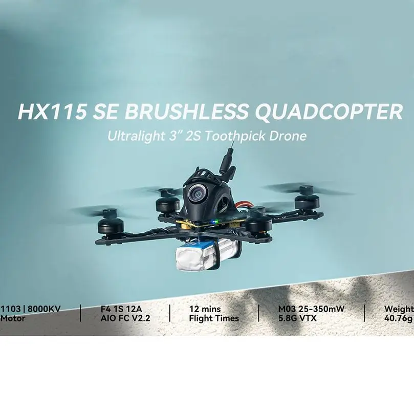 Дрон с зубочисткой BETAFPV HX115 SE 2S с M03 25-350 мВт 5,8G VTX 1103 8000KV бесщеточные двигатели C03 FPV камера 3 дюйма Сверхлегкий Радиоуправляемый Дрон