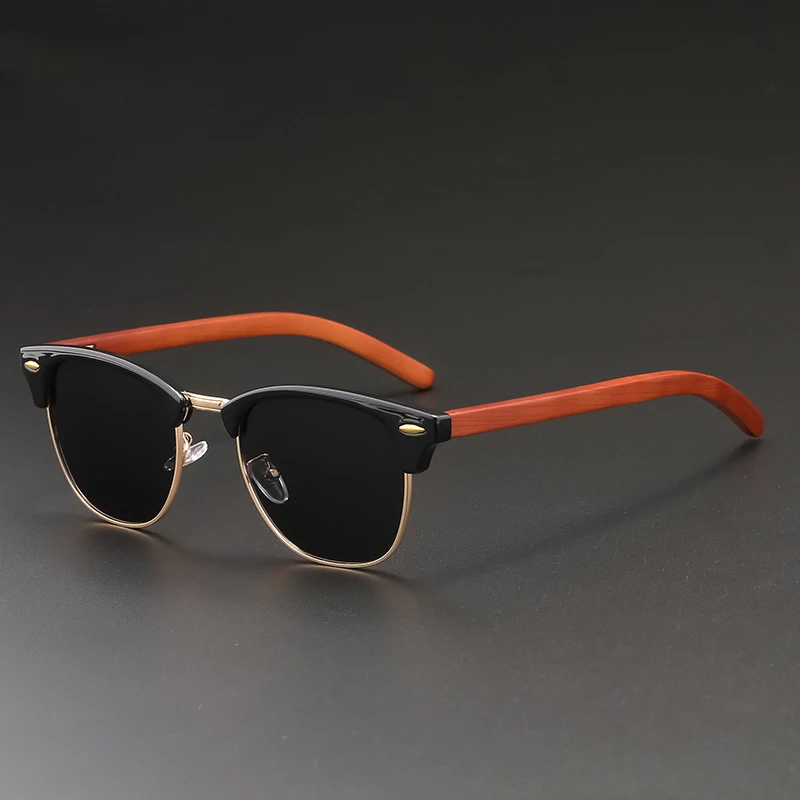 

2022 New Fashion Vintage Sunglasses Half-rimless Style UV400 Polarized Lens Acetate Frame Classical Round Pilot Design Women Man