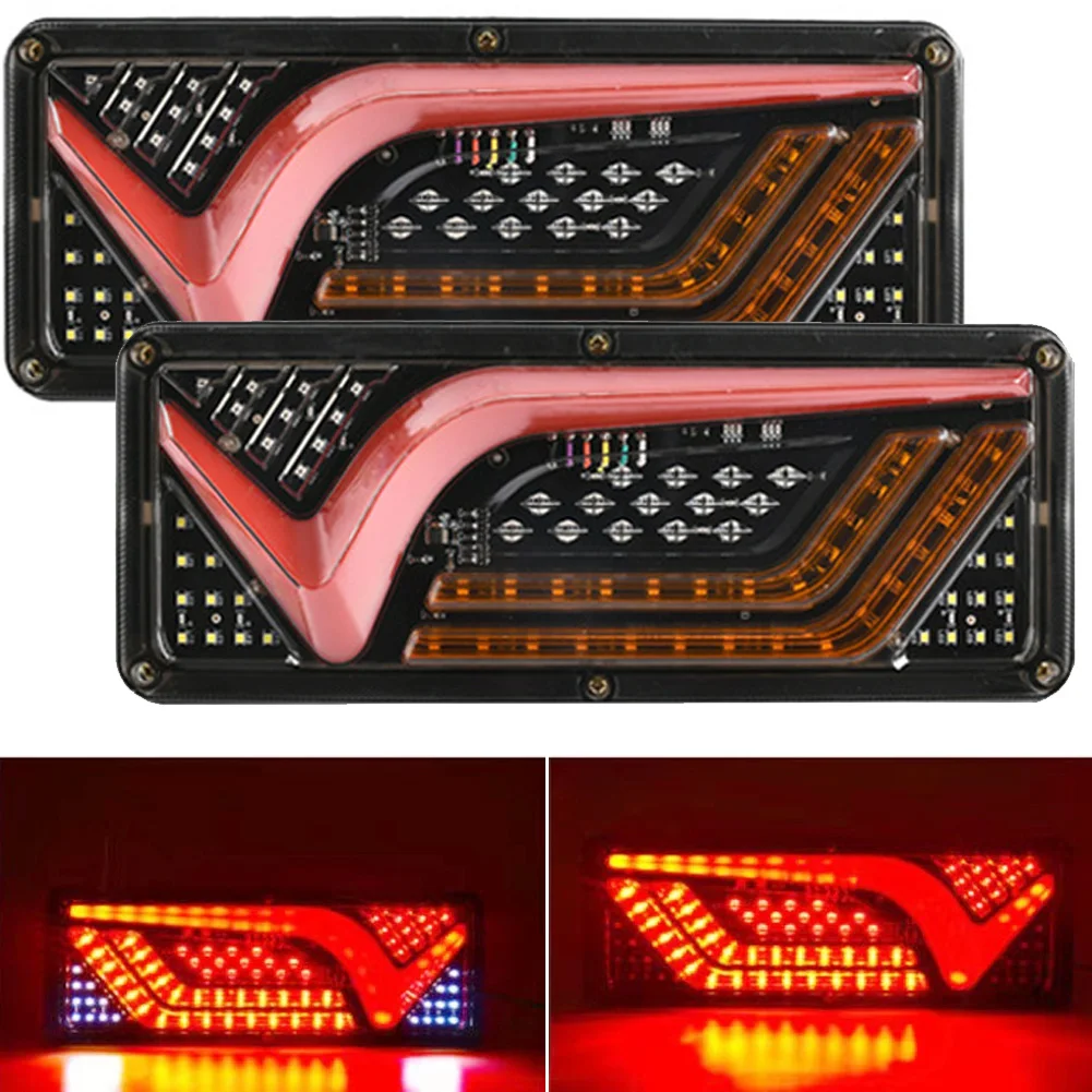 

Динамический светодиодный задний фонарь для грузовика, 2 шт., 12/24 в, сигнал поворота, задний стоп-сигнал, лампа заднего хода, лампа для трейлер...