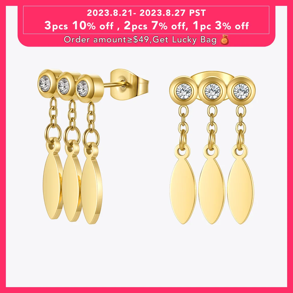 

ENFASHION Leaf Tassel Earring For Women Gold Color Crystal Drop Earrings Stainless Steel Fashion Jewelry Gift Kolczyki E211294