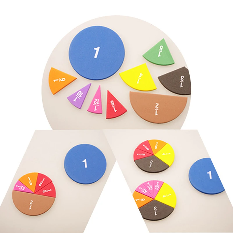 

9 Pieces Rainbow Fractions Circles Cards Mathematics Puzzle Game Math Manipulatives Numbered Fractions Circles