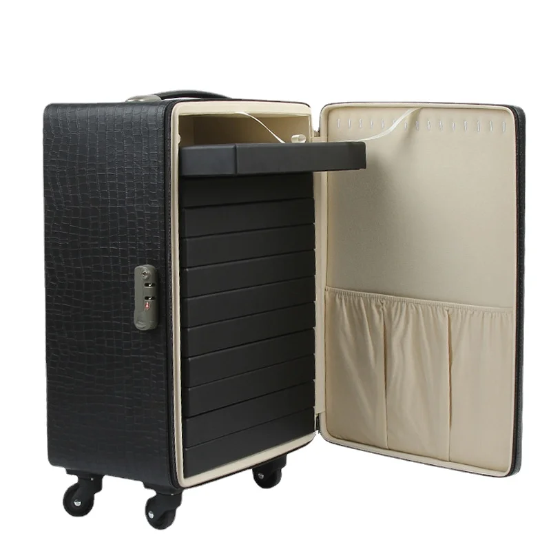 

PU Leather Multi Layer Jewelry Storage Box Luxury Large Trolley Case Rings Pendants Bracelet Jewelry Drawer Storage Box Case