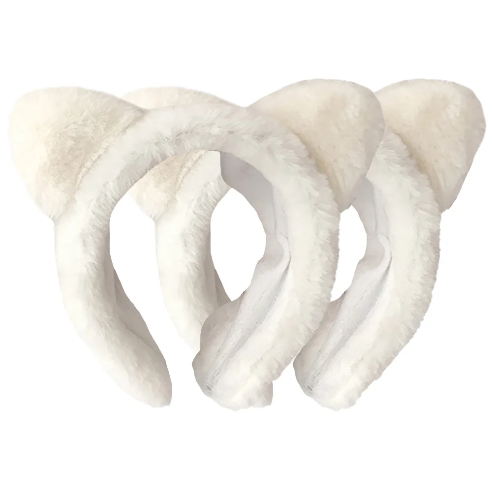 

2 Pcs Plush Cat Ear Headband Make Hair Skincare Headbands Spa Scarf Washing Face Women Makeup Cute Women's