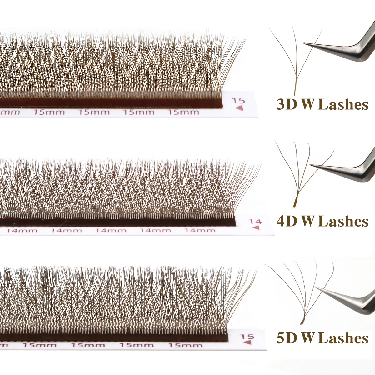 Фото Накладные ресницы Lashonly Brown W: автоматические объемные пучки 3D, 4D, 5D, готовые вентильные пучки для наращивания, коричневые ресницы для графтинга №3