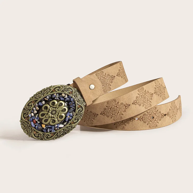 

1Pc Deepeel 3.5*105cm Fashion Corset Wide Female Belt Alloy Smooth Buckle Belts with Retro Stones Buckles Decorative Waistband