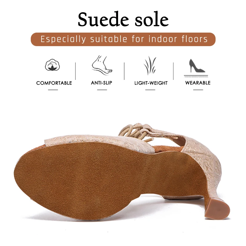 Hipposeus Women Dance Shoes Girls Latin Salsa Ladies Ballroom Soft Bottom Modern Tango Dancing Shoes Hight Heel Professional