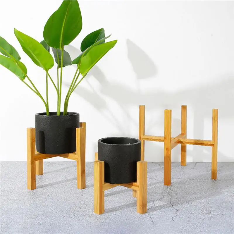 

1 Set Plant Stand Display Rack Modern Plant Stand Wooden Flower Pot Holder with Pads