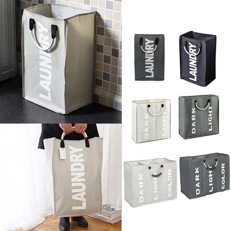 

New Dirty Clothes Storage Basket Three Grid Organizer Basket Collapsible Large Laundry Hamper Waterproof Home Laundry Basket