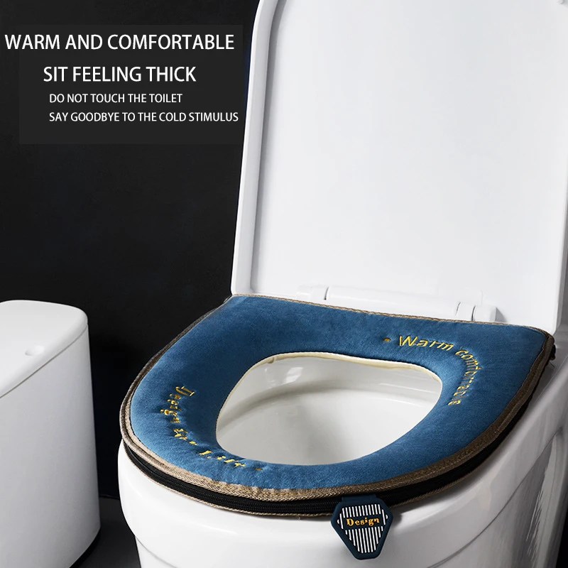 

Bathroom Toilet Lid Cover Seat Case Accessories Bath Home Toilet Seat Cover Soft Warmer Washable Mat Cover Pad Cushion Restroom