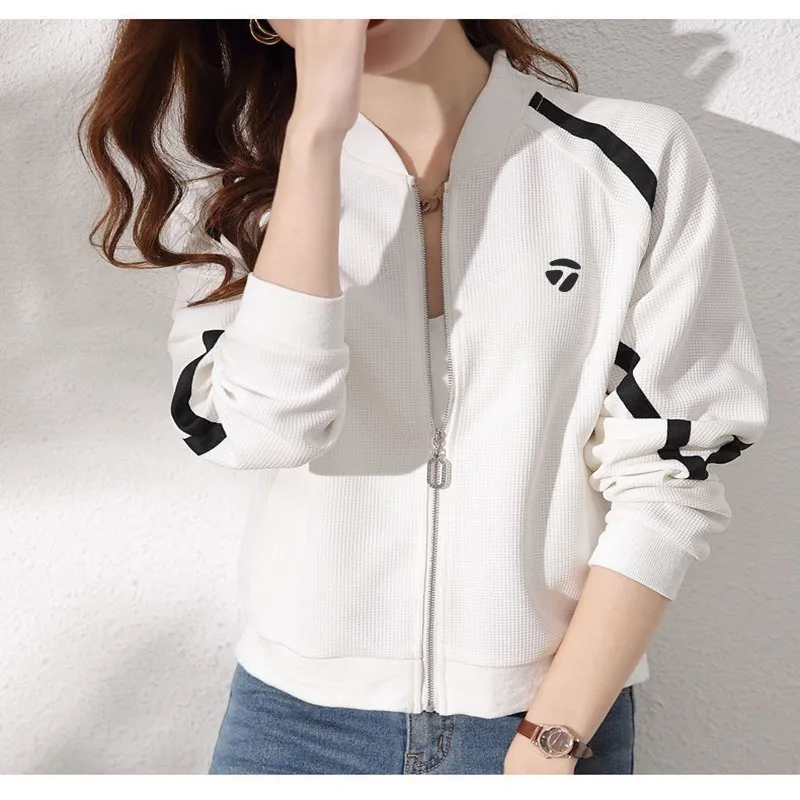 

Ladies Golf Jacket Coat Korean Fashion Spring Autumn Golf Clothing Women Loose Cardigan Women Golf Wear Uniform Black White Gray