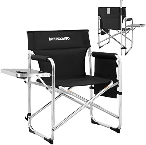 

Lightweight Folding Camping Director Chair with Side Table Chair Aluminum Fold Up Chair Outdoor Chairs for Picnic, Sports, BBQ