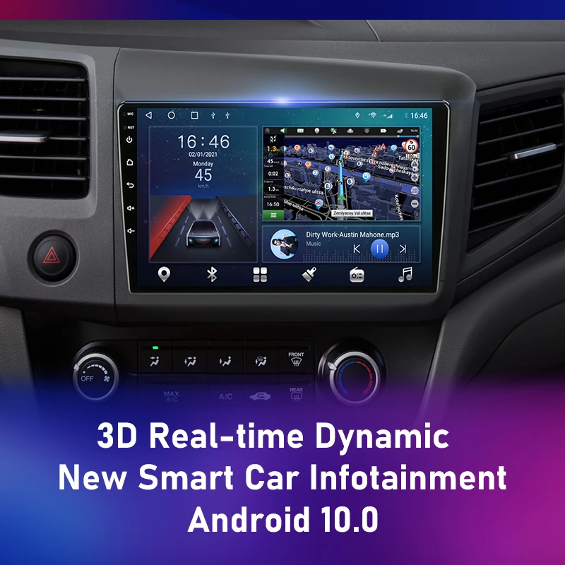 for honda civic 2012 2015 android 11 car radio multimedia video player 2din navigation head unit stereo audio carplay speakers free global shipping