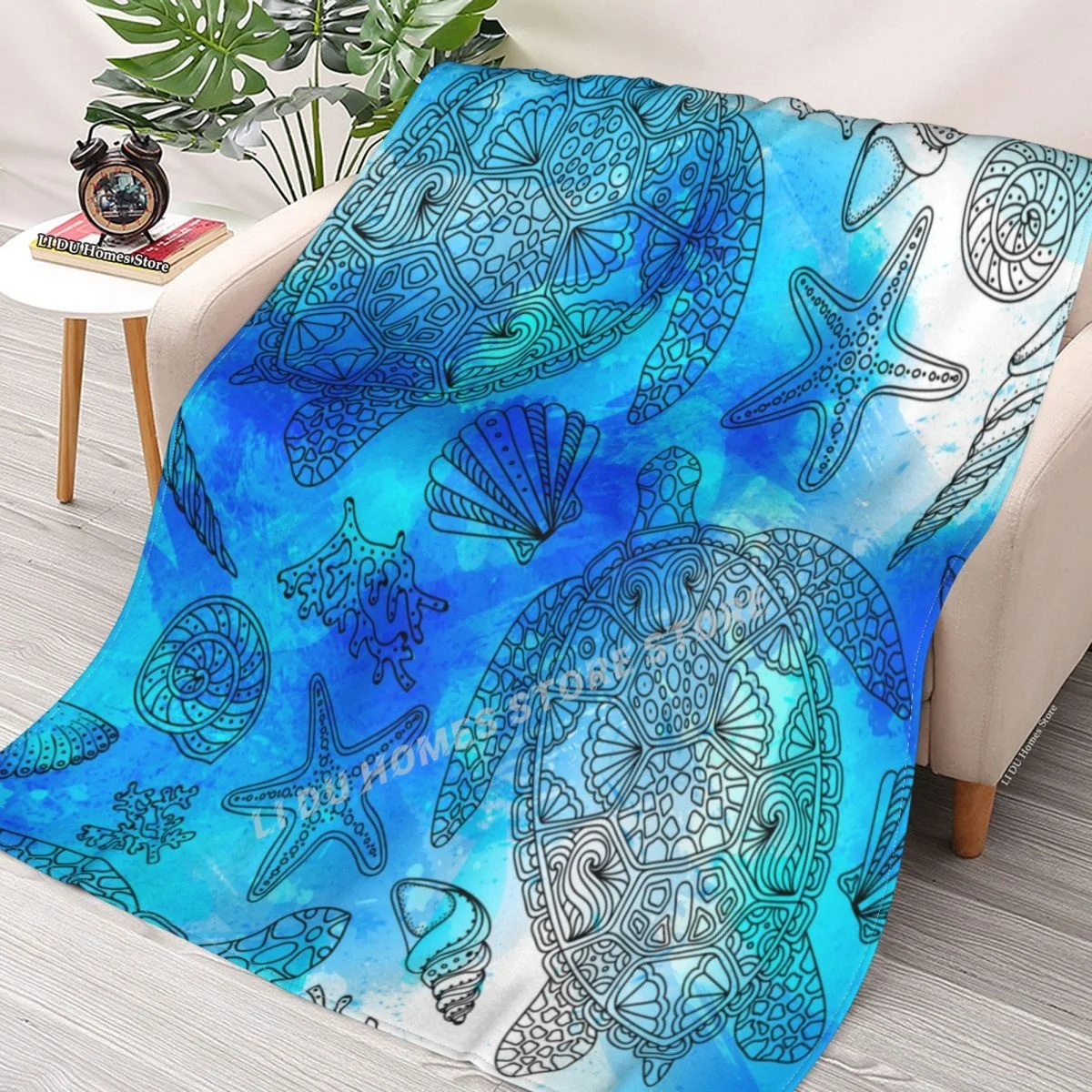 

Various Shell, Algae, Starfish, Coral Throw Blanket flannel Collage Blanket Bedding soft Cover Bedspreads Blankets