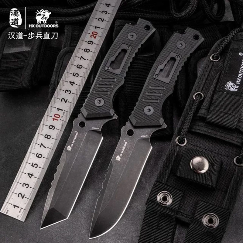 

Hando 7CR14MOV Outdoor tactical Survival straight knife Jungle Adventure camping knife non-slip handle portable hiking tool