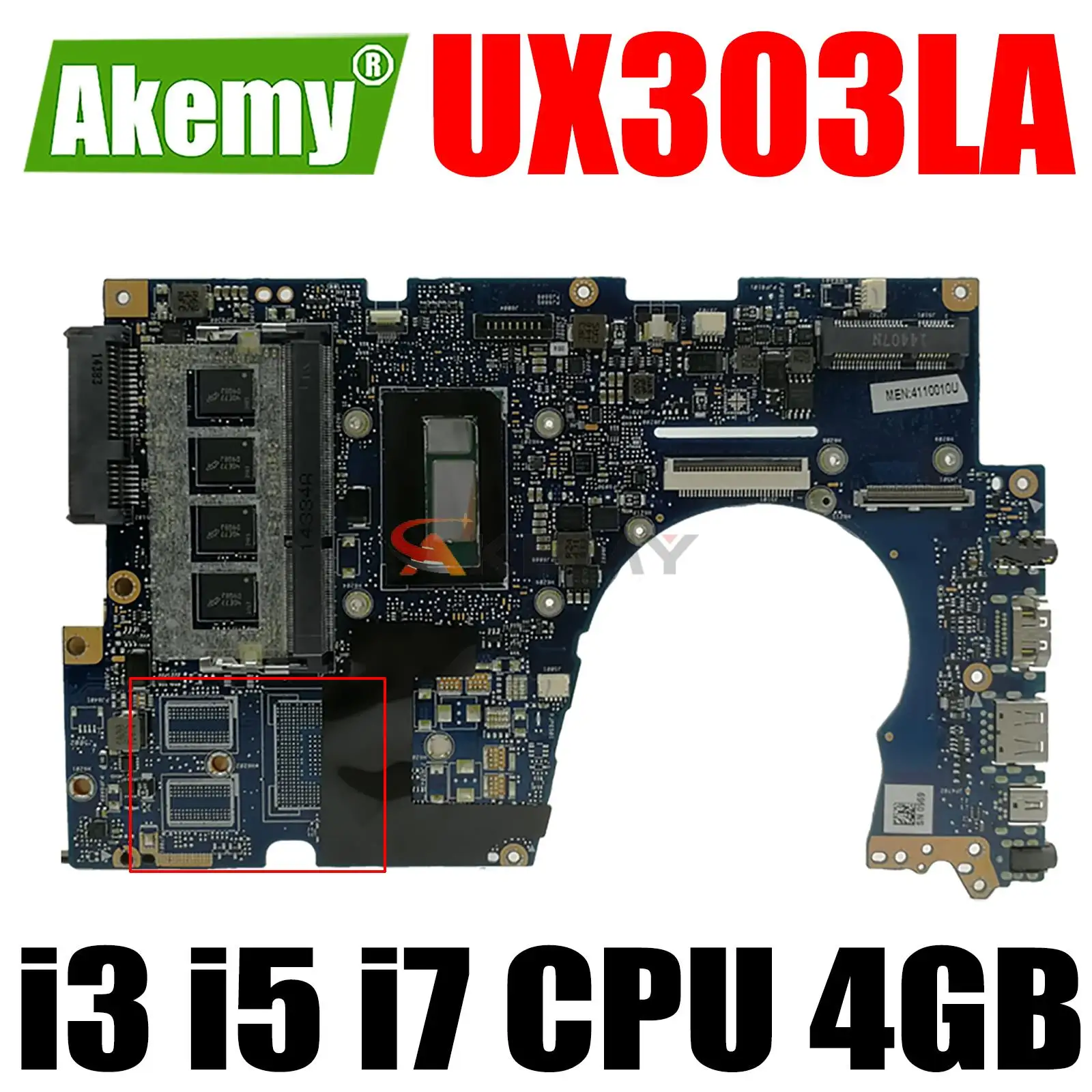 

UX303LA for ASUS UX303 UX303L UX303LN UX303LB U303LN Laptop Motherboard Mainboard with i3 i5 i7 4th Gen 5th Gen CPU 4GB RAM