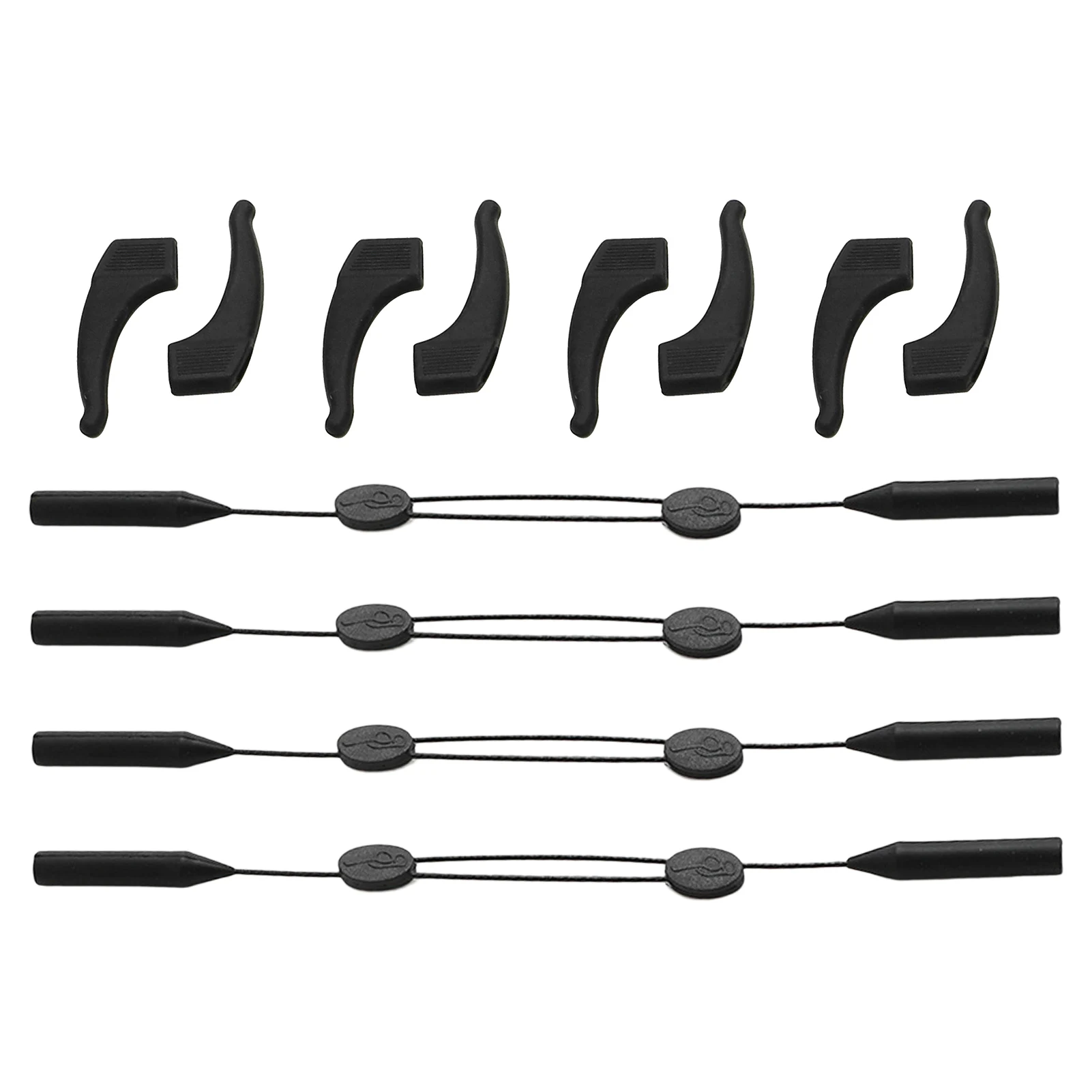 

4 шт. регулируемые с Ушными крючками, спортивный мягкий ремешок для очков, черный цвет, ремешок для очков, водонепроницаемый держатель очков, удобный растягивающийся