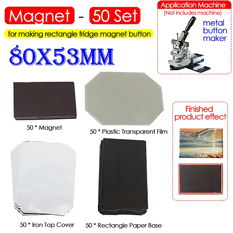 50 комплектов 80x53 мм прямоугольные магниты на холодильник DIY материалы для