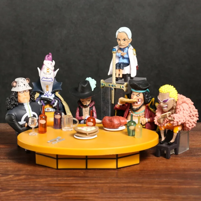 

One Piece Seven Warlords of the Sea + Conference Table Anime Figure PVC Toy Model Doll Collection GIft