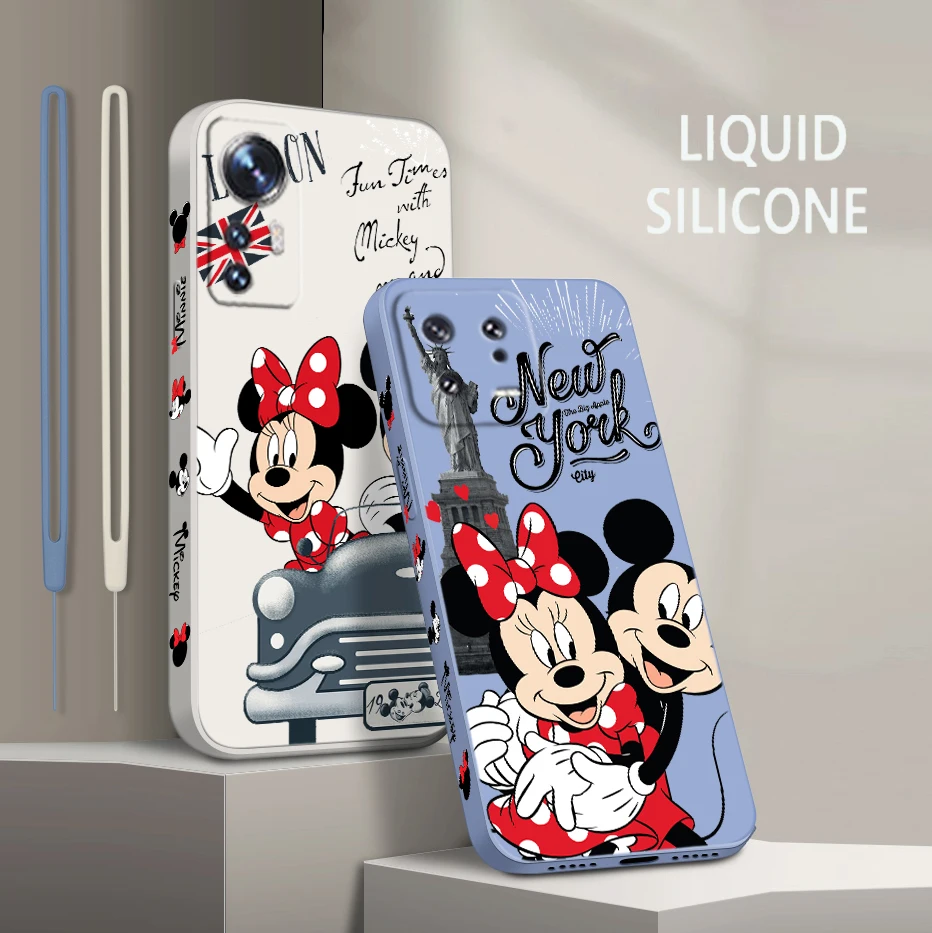 

Mickey Minnie in London For Xiaomi Mi 13 12 12T 11 11T 10 10T 9 9SE Lite Pro Ultra A3 Liquid Left Rope Soft Phone Case Fundas