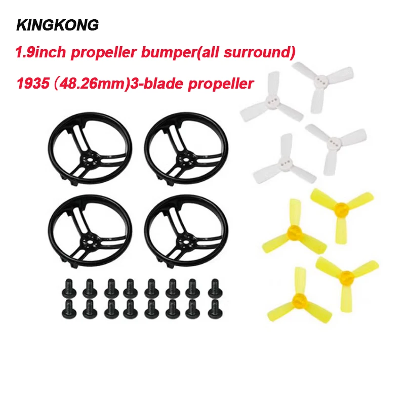 

KINGKONG 4Pcs 1.9inch Propeller Prop Guard Bumper and 2pairs 1935 3-blade propeller For FPV Racing Drone RC Model DIY parts
