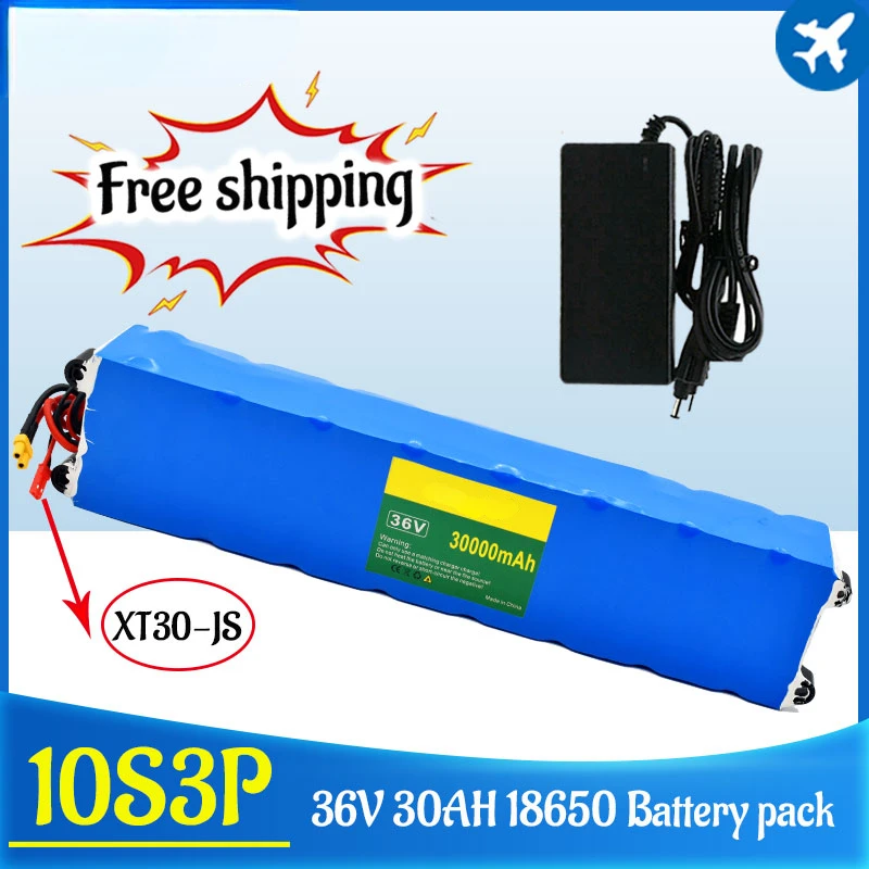 

36V 30Ah 18650 lithium battery pack 10S3P 42000mah 500W Same port 42V Electric rollers M365 ebike Power battery with BMS+Charger