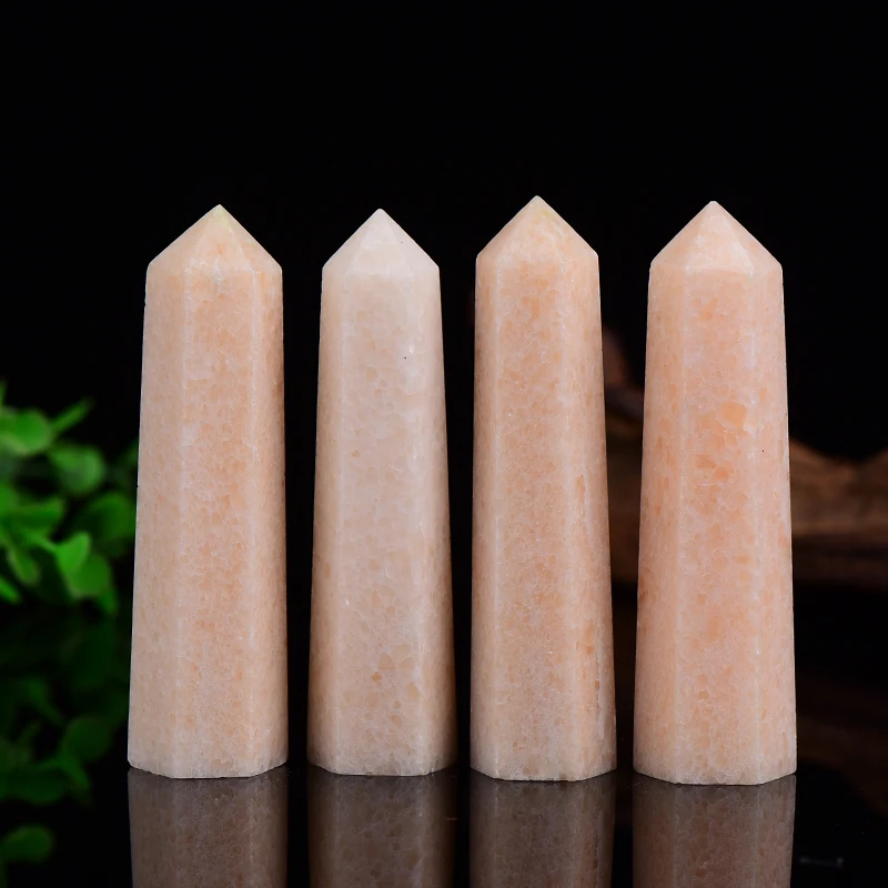 100% Natural Orange Calcite Hexagonal Column Healing Crystal Point Energy Ore Room Decoration witchcraft aquarium Home Decor