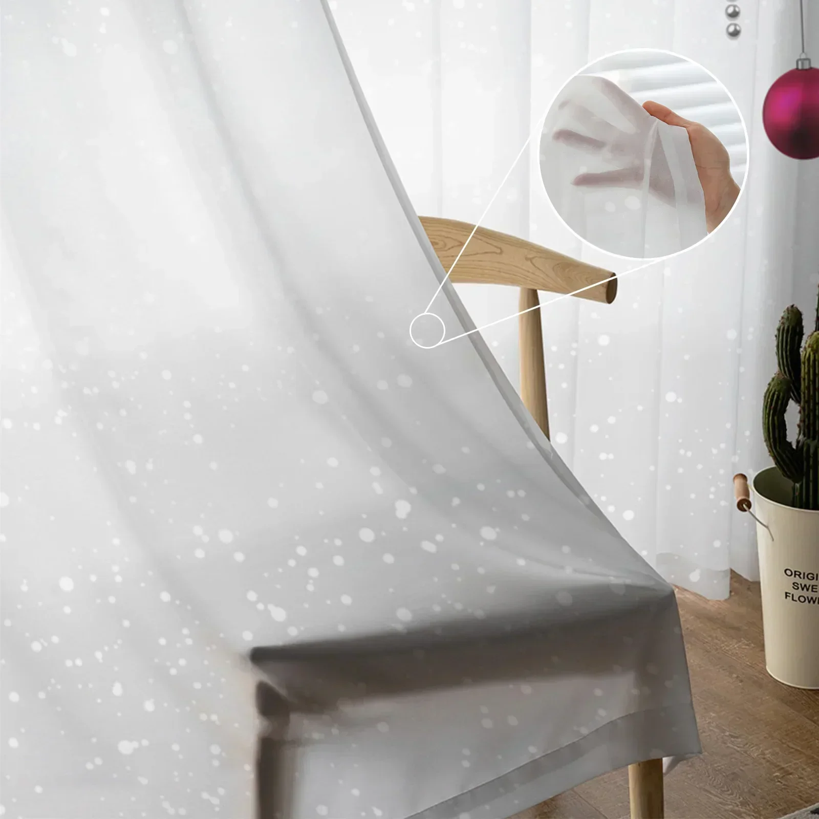 Листья Рождественского дерева зеленый красный шар снежинка растения Тюль