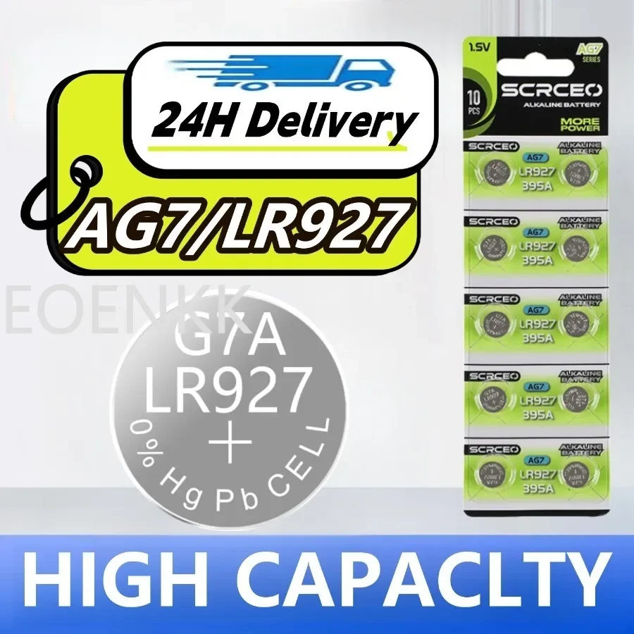 Фото Щелочная кнопочная батарейка AG7 LR927 1.55V 46мАч 2-60 шт., совместима с LR57 SR927W 399 GR927 для часов, игрушек, пультов дистанционного управления №3