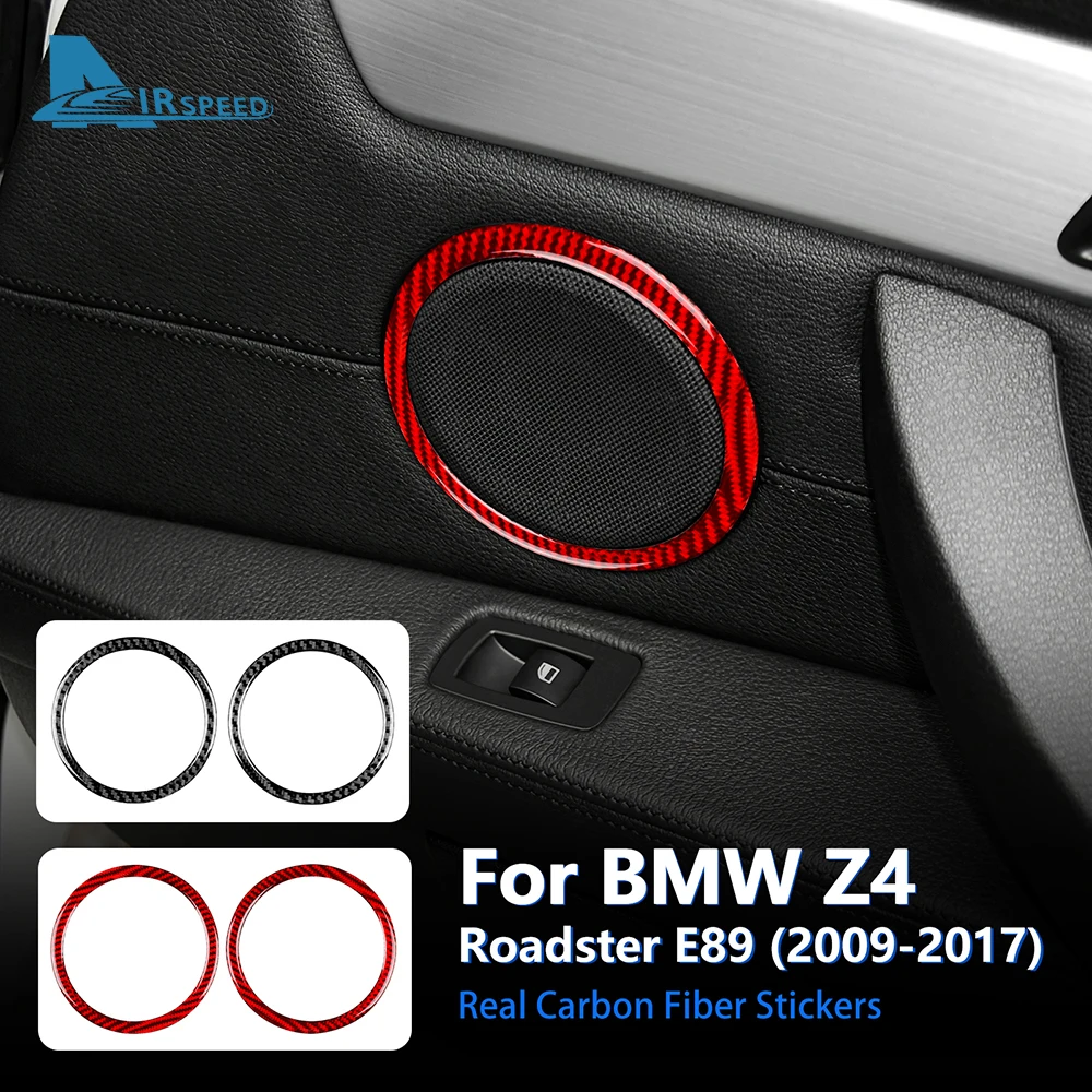 

Carbon Fiber For BMW Z4 E89 Roadster 2009-2017 Car Side Door Speaker Circles Cover Loudspeaker Sticker Interior Accessories Trim