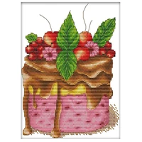 cross stitch kits stamped embroidery starter kits for beginners diy 11ct 3 strands chocolate cake