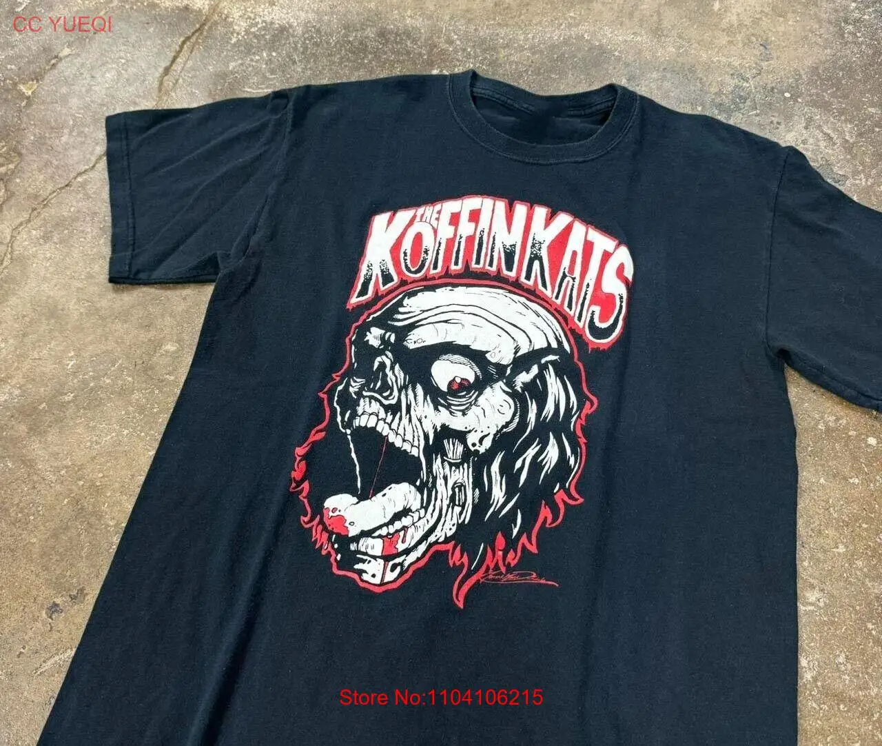 Vtg The Koffin Kats Band из плотного хлопка черная рубашка в полный размер для мужчин KN192