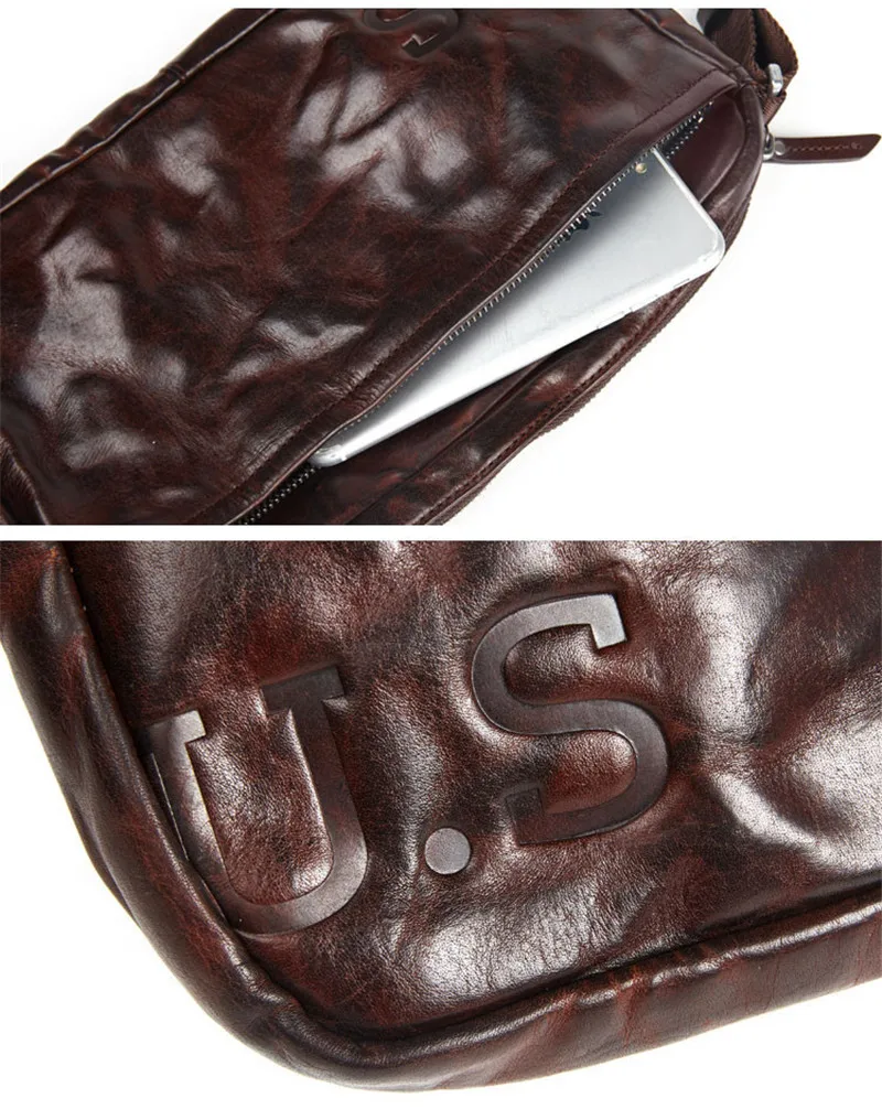 Fashion luxury genuine leather men's chest bag outdoor street daily handmade natural real cowhide teens pleated shoulder bag