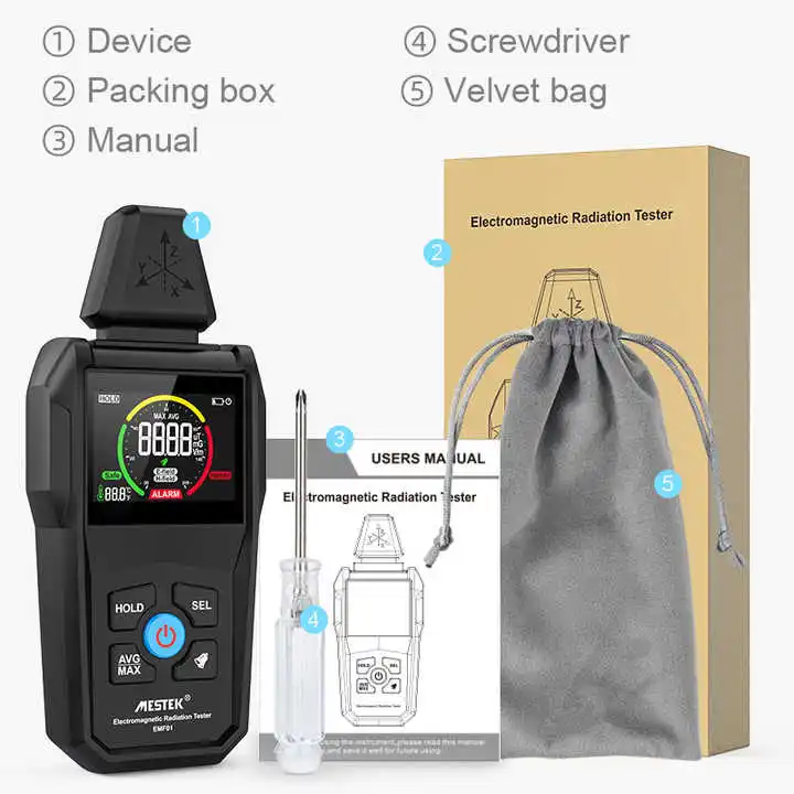 Детектор электромагнитного излучения с цветным экраном измеритель ЭДС для