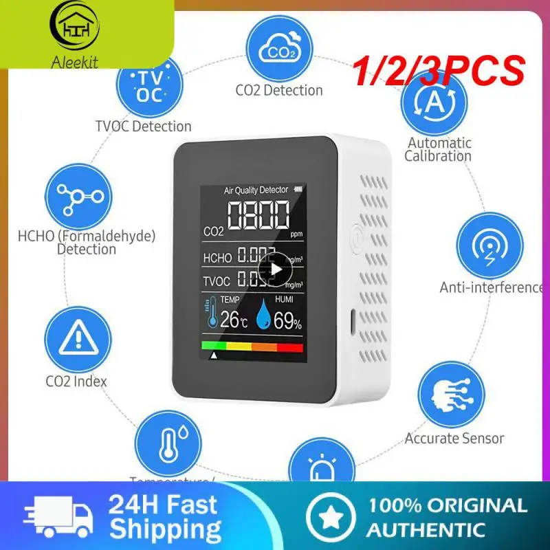 

1/2/3PCS Multifunctional 5in1 CO2 Meter Digital Temperature Humidity Tester Carbon Dioxide TVOC HCHO Detector Air Quality