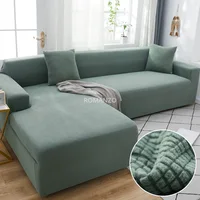 Plush Elastic L Shape Sofa Covers Sets Velvet for Living Room Chaise Lounge Stretch Armchair Couch Slipcover Sectional Furniture