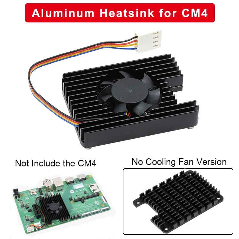Алюминиевый радиатор Raspberry Pi CM4 охлаждающий вентилятор с регулируемой скоростью