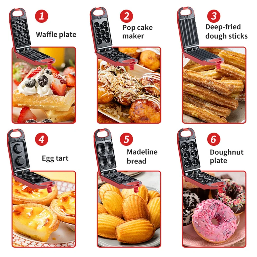 Домашняя хлебопечка многофункциональная машина для завтрака 6 в 1 сэндвичей