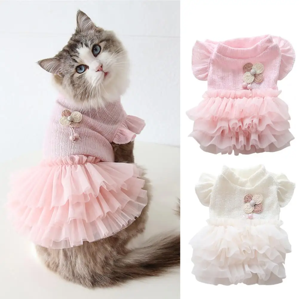 Яркие красивые маленькие и средние Коты платье для домашних животных тканевая