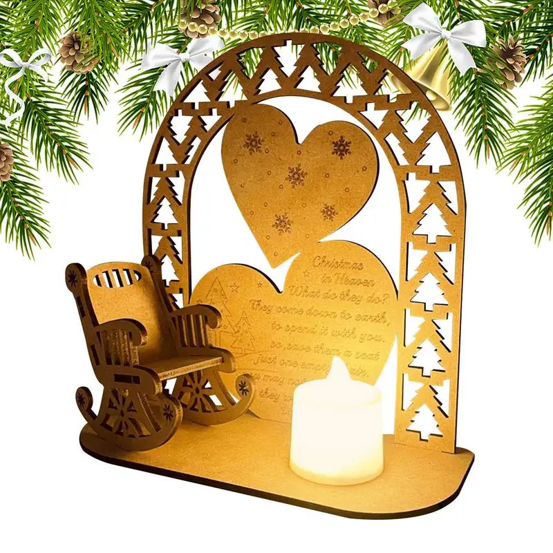 

Christmas In Heaven Candle Chair Christmas Remembrance Wooden Ornament Tealight With Candlestick Holder For Porch Coffee Table