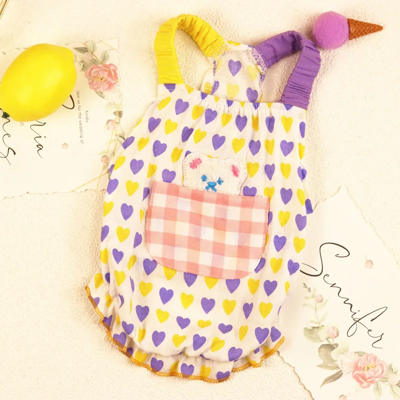 Подтяжки в форме медведя одежда для собак платье сердца женская с принтом