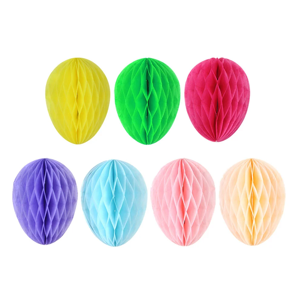 

7pcs Party Honeycomb Balls Easter Tissue Paper Balls Paper Pom Poms Flower Balls Tissue Paper Fan Decorations