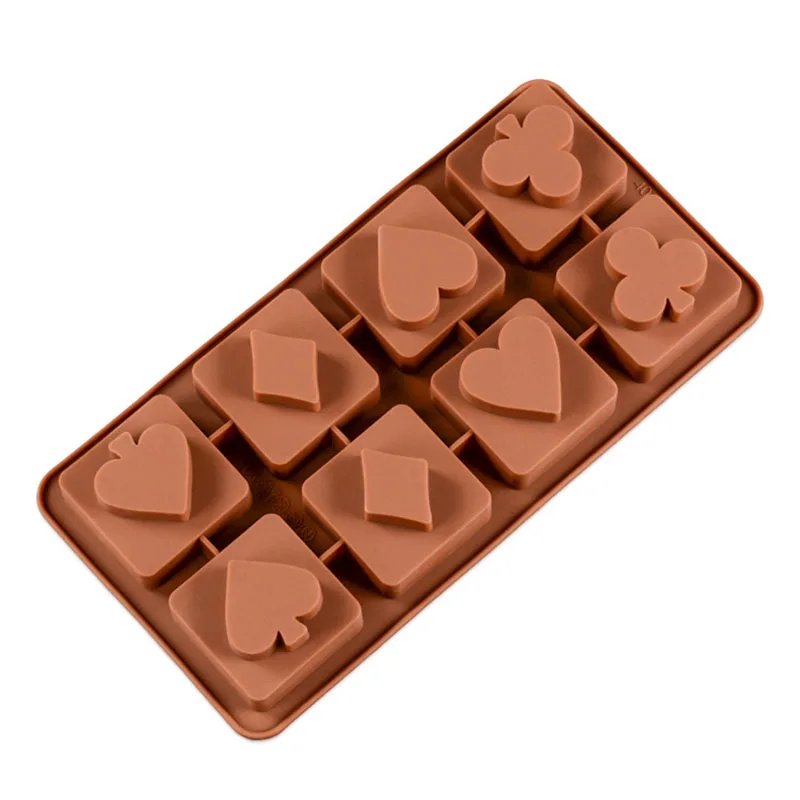 

8 Cavity Playing Cards Silicone Chocolate Baking Mold for Kitchen Ice Jelly Pastry Dessert Biscuits Candy Cake Decorating Tools